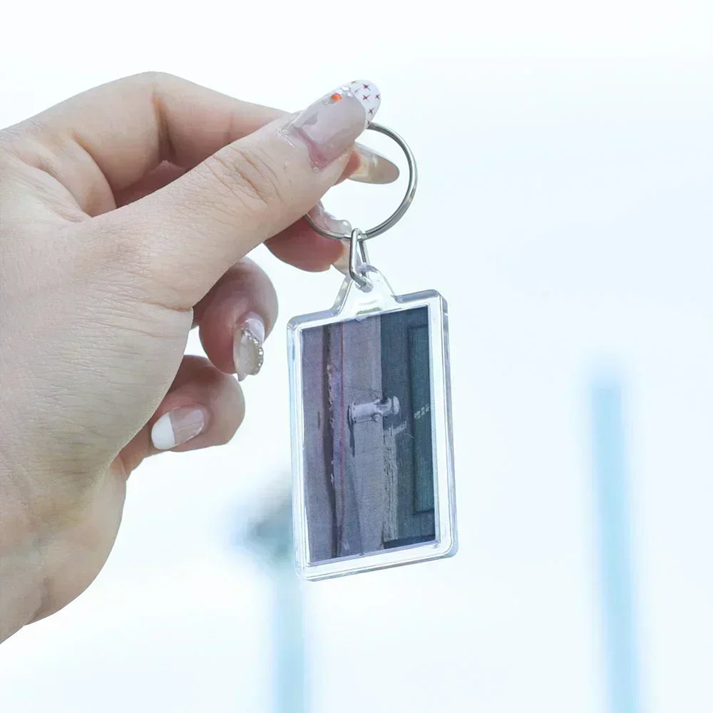 Clear Acrylic Photo Frame Keychains – Blank Rectangle Keyrings for Double-Sided Photos, DIY Supplies (5-100PCS)