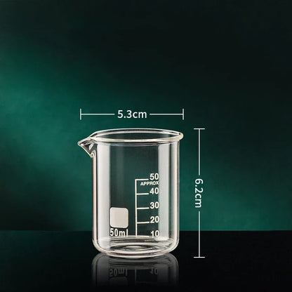 High Borosilicate Glass Measuring Cup – 50/100/150/250/500/1000ml Clear Scale Laboratory Beaker for Kitchen Baking & Mixing