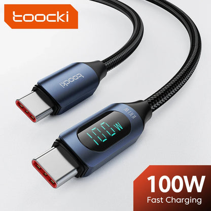 Toocki Type-C to Type-C Cable – 100W PD Fast Charging & Display Cable for Xiaomi POCO F3, Realme, MacBook, iPad