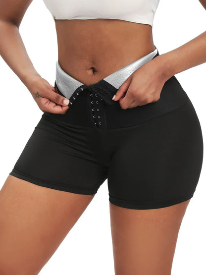 Women Sauna Sweat Pants Body Shaper Shorts – Slimming Waist Trainer Tummy Control Leggings for Weight Loss & Gym