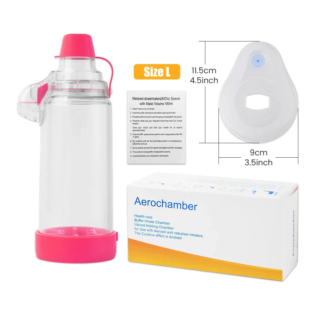 Asthma Inhaler Spacer & Nebulizer — Adult, Child, and Baby Aerosol Compressor with Mist Storage Bottle, Mask, and Tank Cup