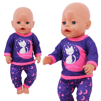18-Inch Doll Nightdress Outfit — Purple Series Clothes for American & 43CM Baby Dolls, Our Generation Doll Gift