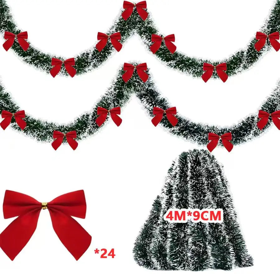 10M Christmas Tinsel Ribbon Garland with Bows – DIY Xmas Tree, Wreath & Holiday Decor