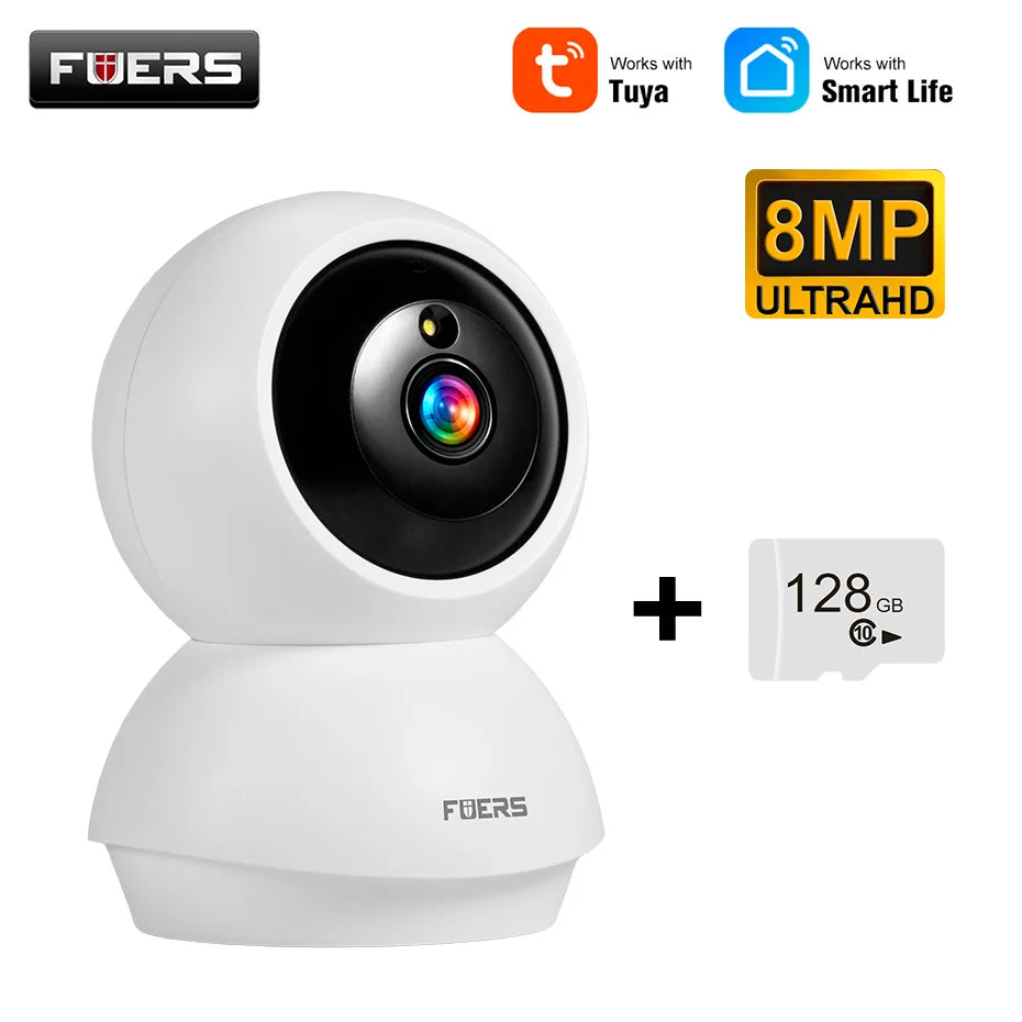 FUERS 4K 8MP WiFi Pet & Baby Security Camera – Wireless Tuya Smart Home Mini Surveillance IP Cam