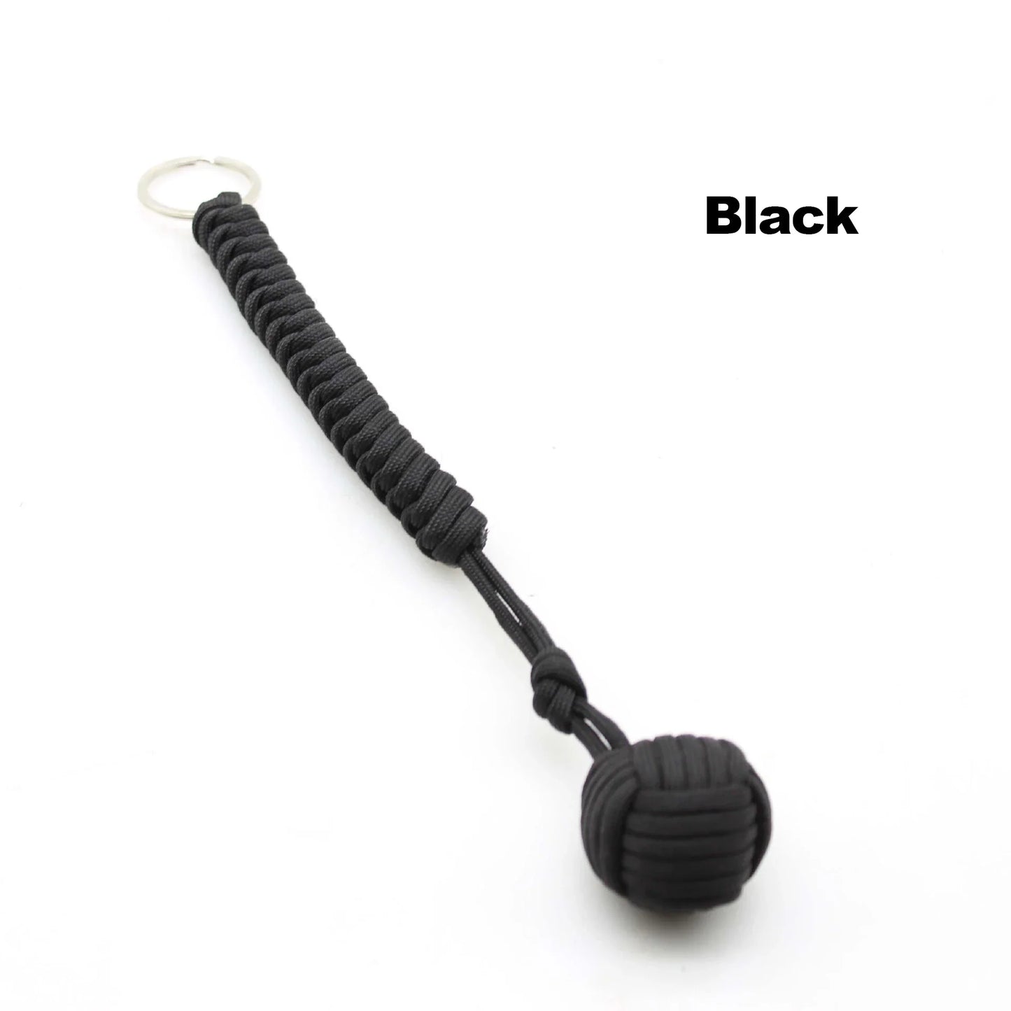 Black Monkey Fist Steel Ball – Outdoor Self-Defense Keychain for Survival & Personal Protection