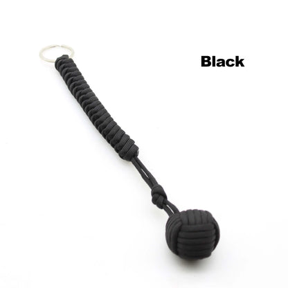 Black Monkey Fist Steel Ball – Outdoor Self-Defense Keychain for Survival & Personal Protection