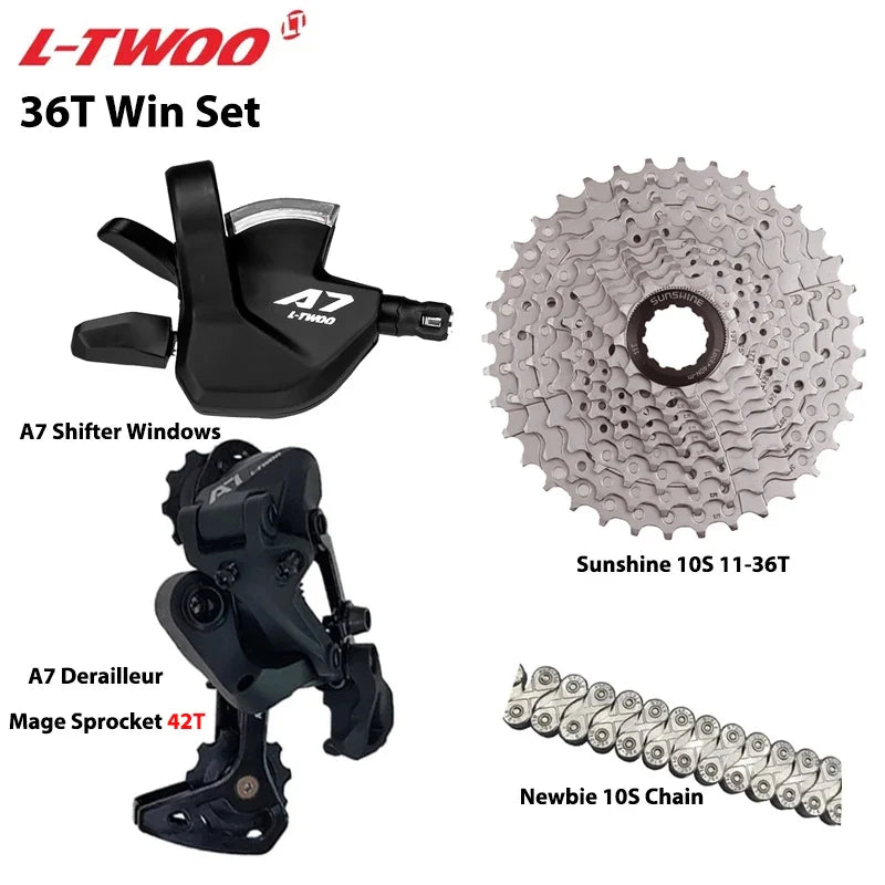 LTWOO A7 1x10S Groupset – 10-Speed Shifter & Derailleur with SUNSHINE Cassette 36T-50T & VXM Chain for MTB