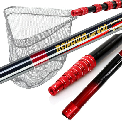JOSBY Telescopic Foldable Fishing Net – 2.1M/3M/4M Lightweight Carbon Fiber Landing Net for Carp & Sea Fishing