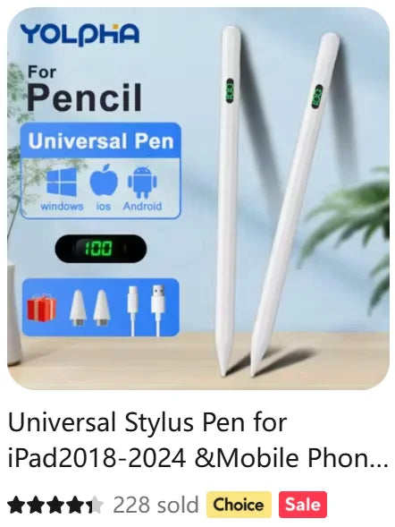 Universal Stylus Pen – Touch Screen Pen for Android, iPhone, iPad & Tablets, Apple Pencil Compatible