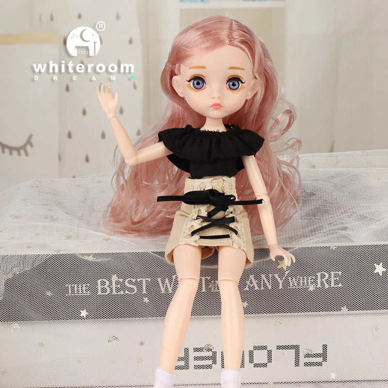 Slim 26cm BJD Doll for Girls – 13 Movable Joints with Princess Outfit, Blue Eyes & Eyelash Accessories