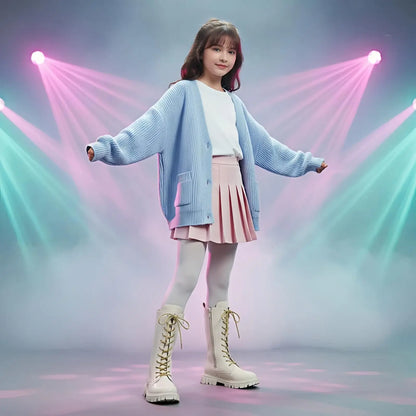 Anti-Slip Punk Gothic Winter Boots for Teen Girls – Mid-Calf Faux Leather Ankle Combat Boots with Side Zipper