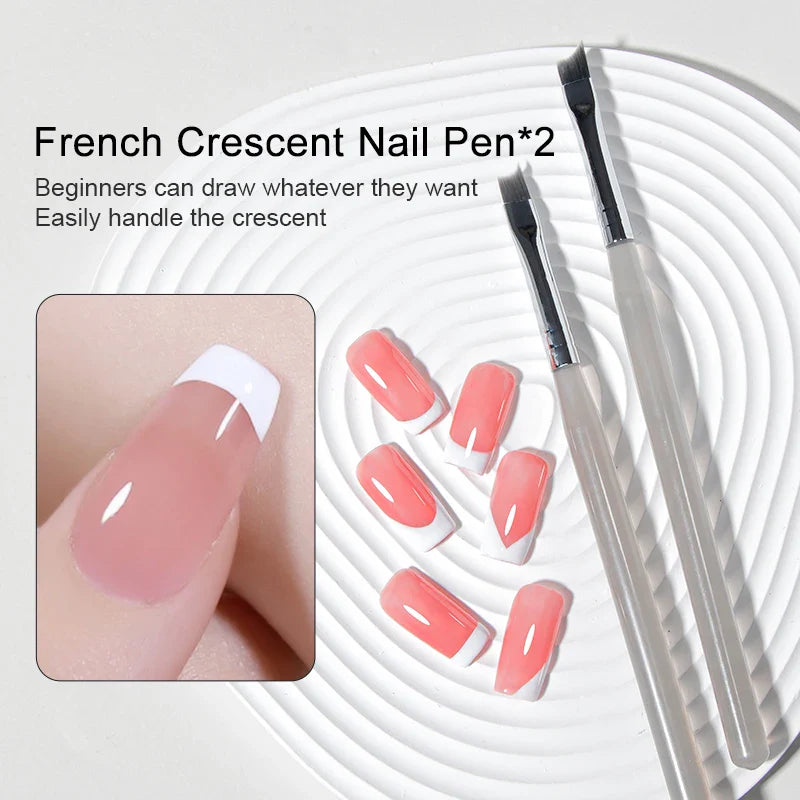 RSNAIL Nail Art Liner Brushes — 18mm Slender Long Line Painting Pen for French Stripe Nail Art, UV Gel DIY Manicure Tool