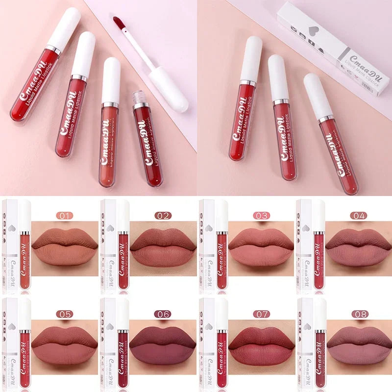 Sexy Long-Lasting Velvet Matte Lip Gloss – Waterproof, Non-Stick Red Liquid Lipstick for Women