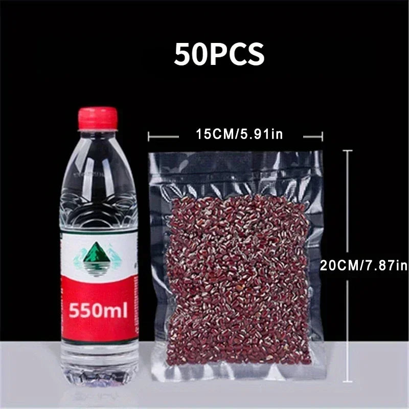 50pcs BPA-Free Reusable Vacuum Sealer Bags - Food Preservation Plastic Sealing Bags for Household Use