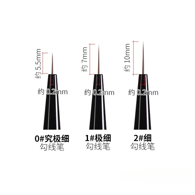 RAYSTUDIO Ultra-Fine Modeling Brush Set #0 #1 #2 – Precision Outline Pen & Script Liner Brushes for Hobby Painting and Detailing