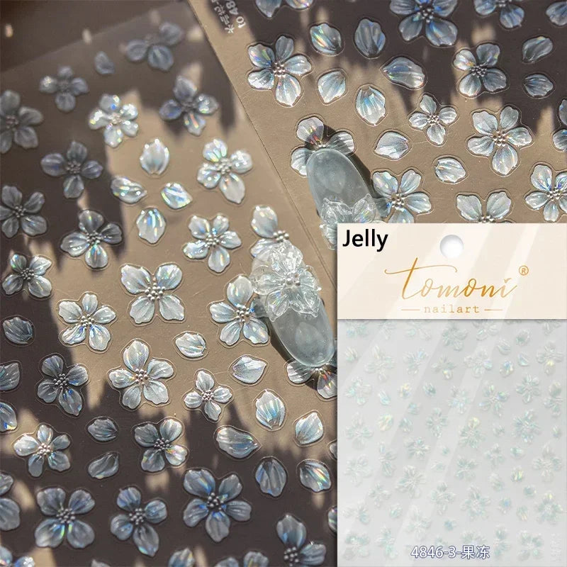 Floral Nail Art Stickers - White Rose Lily Daisy Peony Cherry Blossom & Magnolia Manicure Decals for DIY Nails