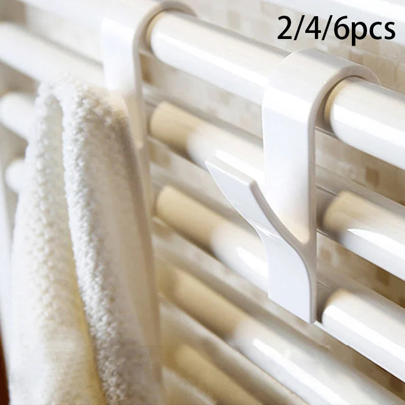 2-6PCS Heated Towel Radiator Hooks — Multi-Purpose Coat, Scarf & Clothes Hangers for Bathroom