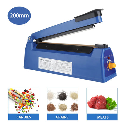 Manual Heat Sealer Machine: Impulse Sealer for 8 inch Plastic Bags - Shrink Wrap, Vacuum Sealer Packaging