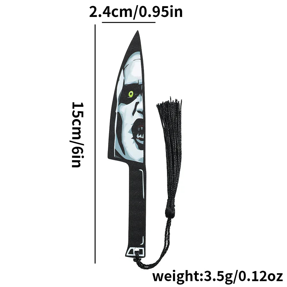 Horror Movie Fan Bookmark — Knife-Shaped Acrylic Bookmark with Tassel for Study & Reading