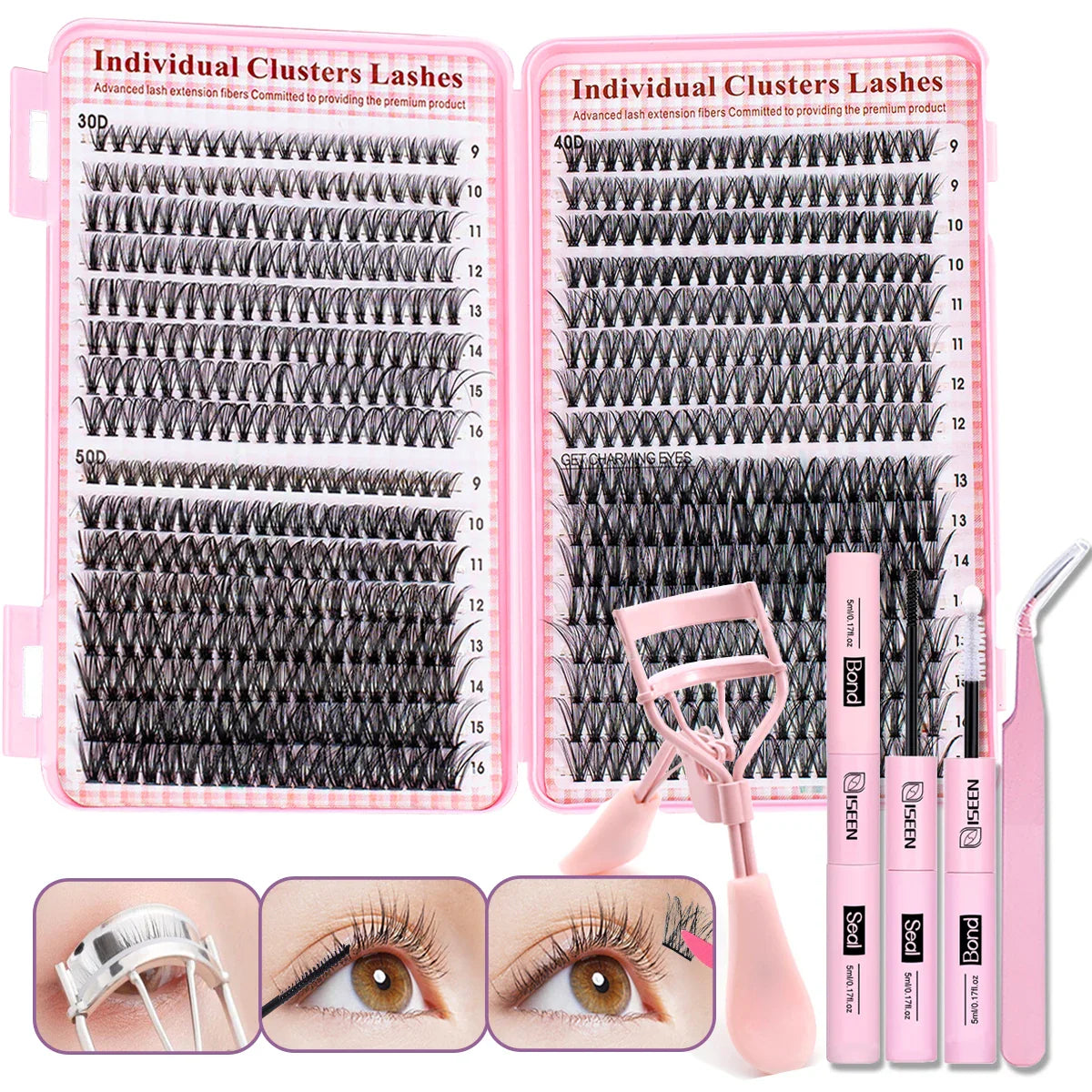 640pcs Individual Lashes DIY Eyelash Extension Kit – False Lashes, Bond & Seal, Tweezer, Eyelash Curler Makeup Tool Set