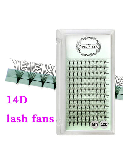 10D Premade Volume Eyelash Fans – Long Stem 3D-6D Pointy Base False Lash Clusters