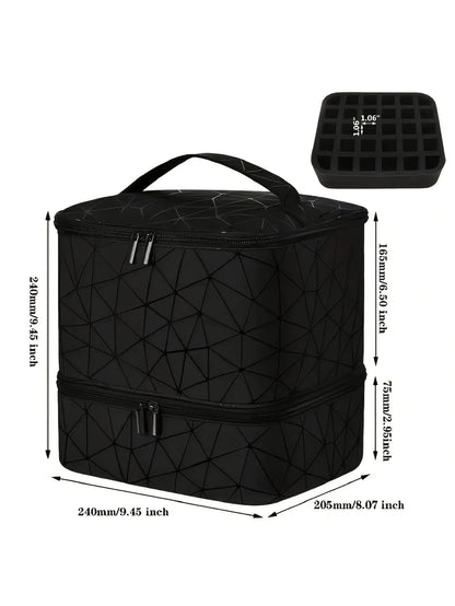 Women's Portable Double-Layer Nail Polish & Essential Oil Storage Bag – Multi-Function Organizer for Travel