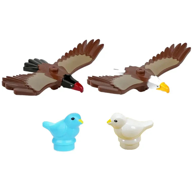 MOC Animal Scene Building Blocks – Zoo & Wildlife DIY Toy Bricks with Ducks, Cats, Dogs, Penguins, Eagles, Wolves, Bears, Deer, Sharks, Snakes, Mice, Sheep (K055)
