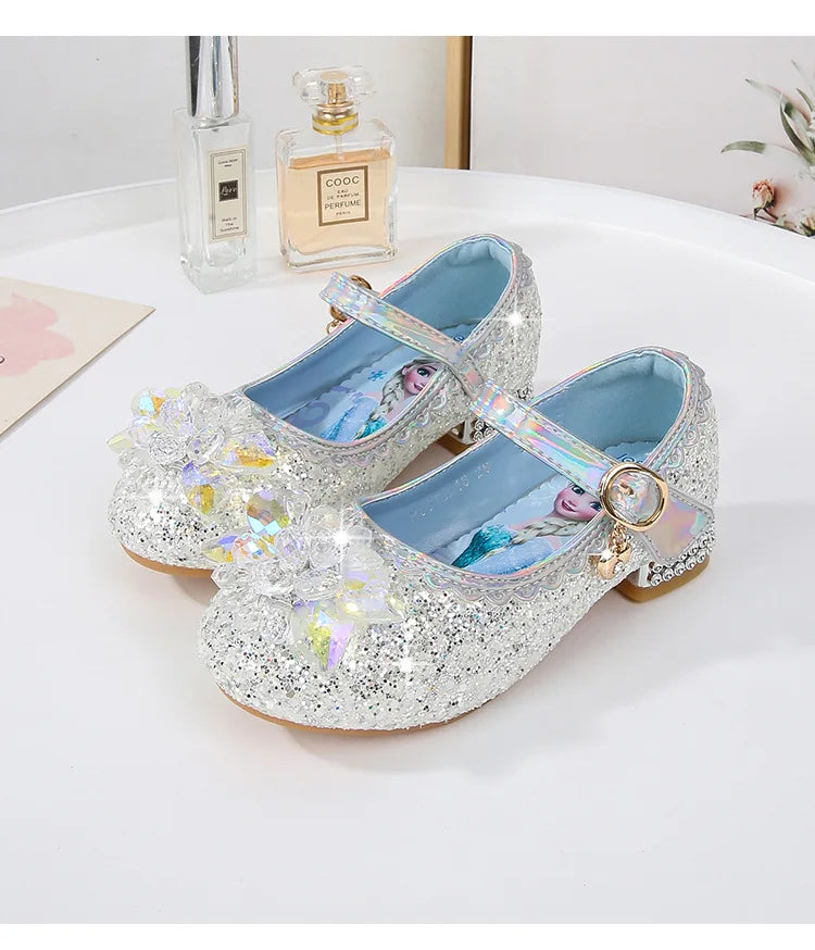 2024 Spring Girls' Elsa Princess Shoes - Ice and Snow Romance Crystal Sandals for Kids