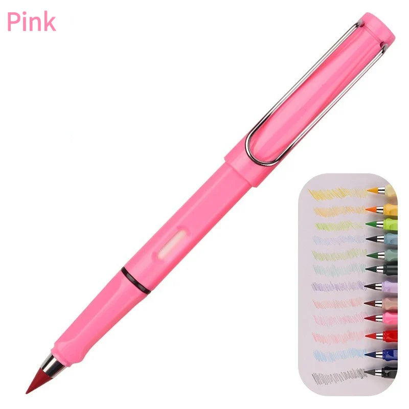 12-Color Everlasting Pencil Set with Eraser - Unlimited Writing & Erasing Pens for Kids, School & Art Supplies