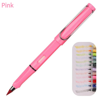 12-Color Everlasting Pencil Set with Eraser - Unlimited Writing & Erasing Pens for Kids, School & Art Supplies