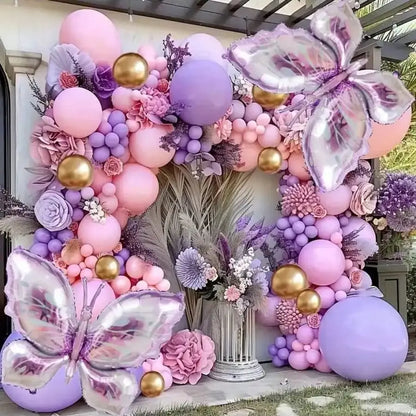 Purple Butterfly Balloon Garland Set - 172-Piece Party Decoration Kit
