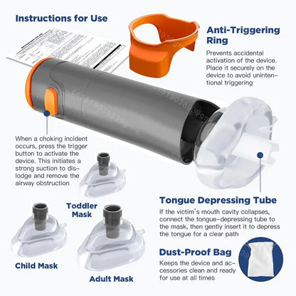 Auto First Aid Choking Rescue Device – Portable CPR Emergency Machine for Adults & Children, Travel & Home Use