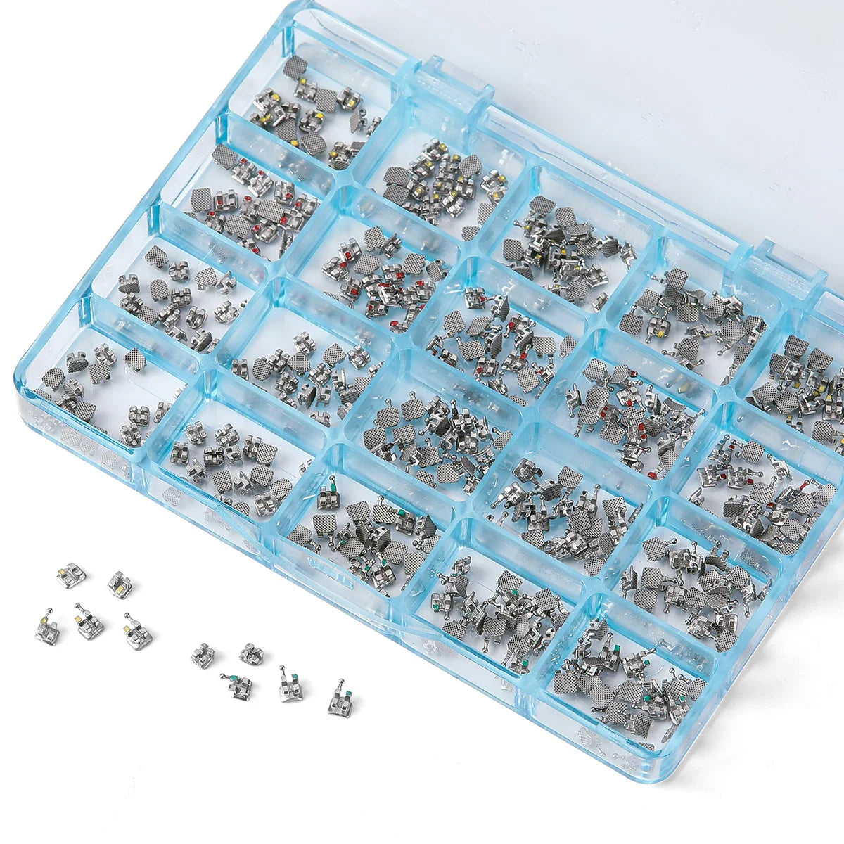 20/50 Sets JOY DENTAL Orthodontic Brackets – MIM Monoblock Metal Mini Roth .022/MBT .018 with Hooks for Dentistry Ortho Braces