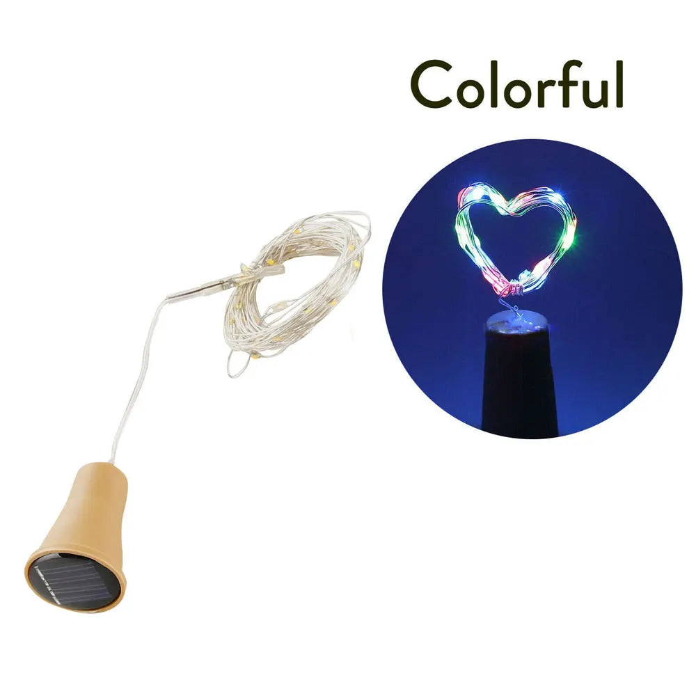 Solar Powered Wine Bottle Lights – 10LED/20LED Cork Shape Fairy Lights, Copper Wire Garland for Christmas & Home Room Decor