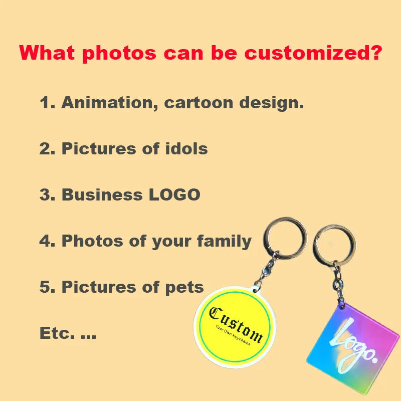 Custom Cartoon Keychains — Personalized Photo & Anime Transparent Hologram Acrylic Charm, Perfect Gift