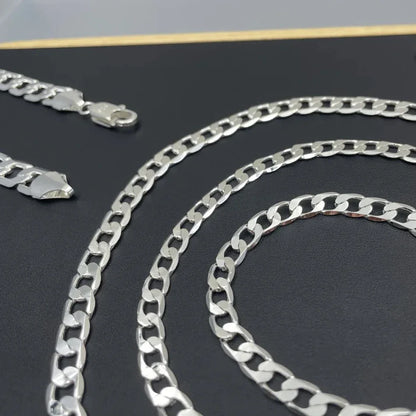 Men’s 925 Sterling Silver Face Chain Necklace — 2/4/6/8/10/12MM, 40–75cm with Lobster Clasp, Engagement Jewelry Gift for Men & Women