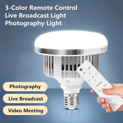 85W E27 LED Photographic Lighting Bulb – Dimmable Daylight Lamp with Remote Control for Photo Studio Softbox