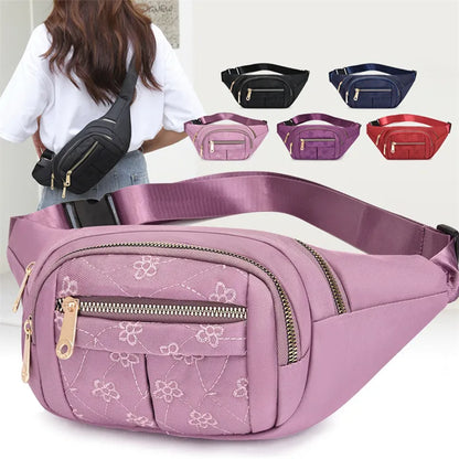 Women's Waterproof Waist Bag - Designer Oxford Cloth Crossbody Chest Bag, Fashionable Fanny Pack and Banana Hip Purse
