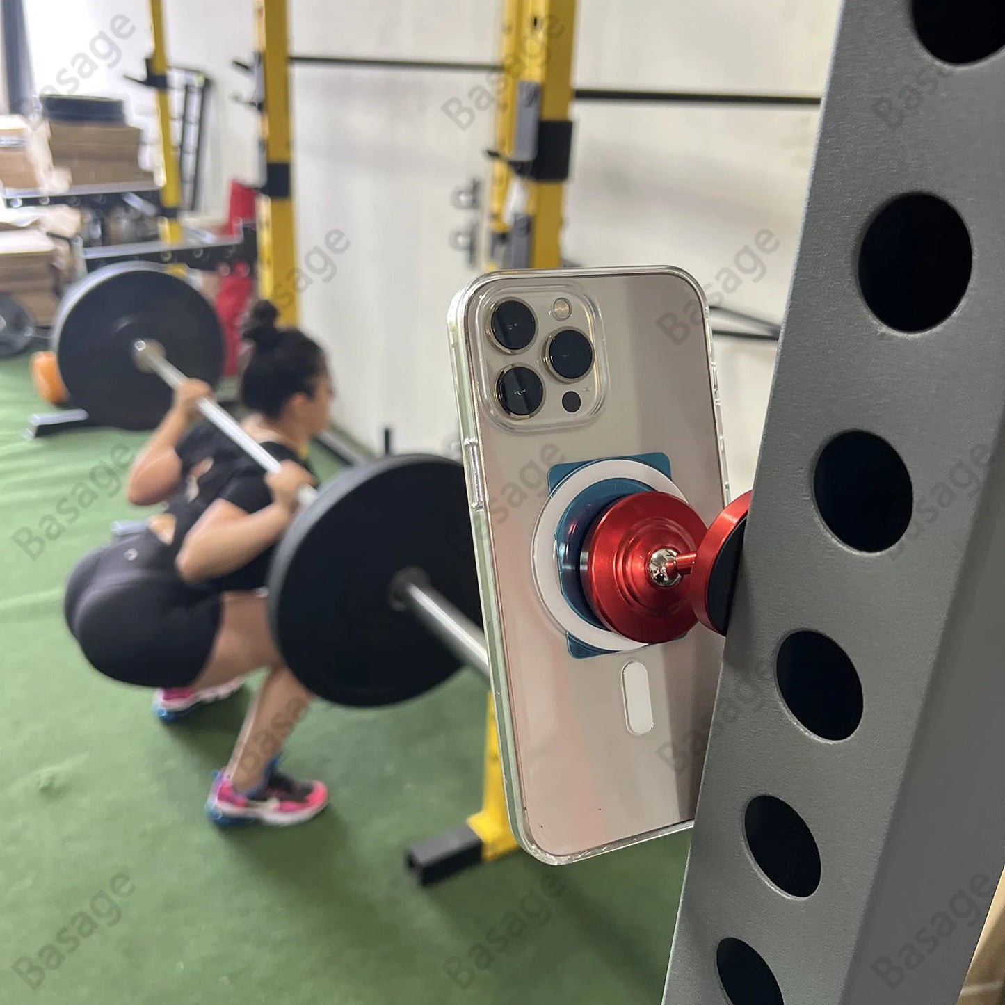 Dual Magnetic Gym Phone Holder - 360° Rotation, Double-Sided Strong Magnet for Workout Videos, Fits Any Smartphone