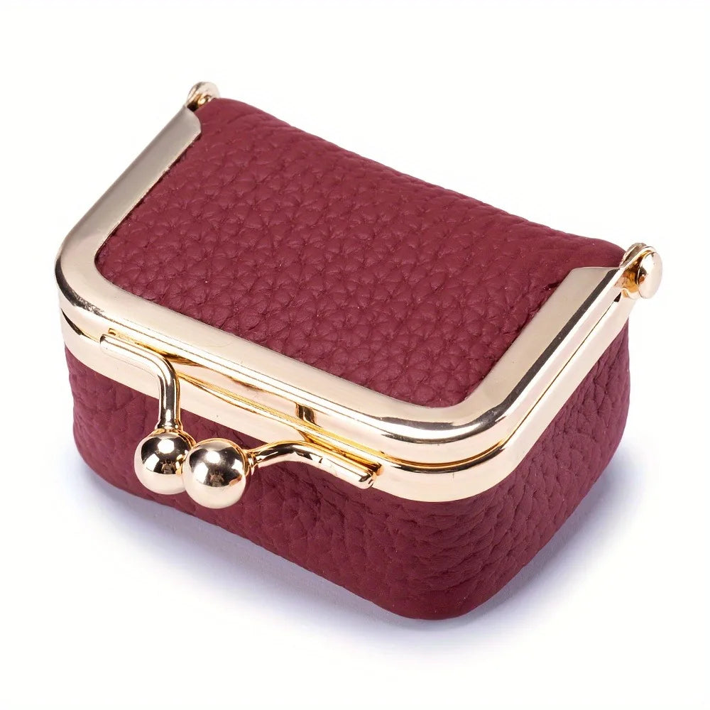 Women’s PU Leather Jewelry Organizer Box – Solid Color Ring, Necklace & Earring Storage Case with Mini Coin Purse Kiss Lock