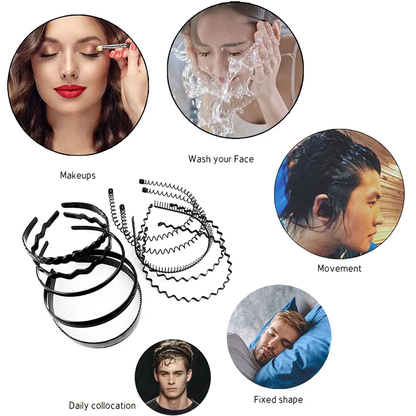 5mm Width Metal Iron Headband - Unisex Black Wave Hair Head Hoop Band - Fashion Sport Hairband Accessories