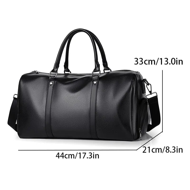 Retro Short Trip Bag – Large Capacity PU Waterproof Sports & Fitness Motorcycle Leisure Bag