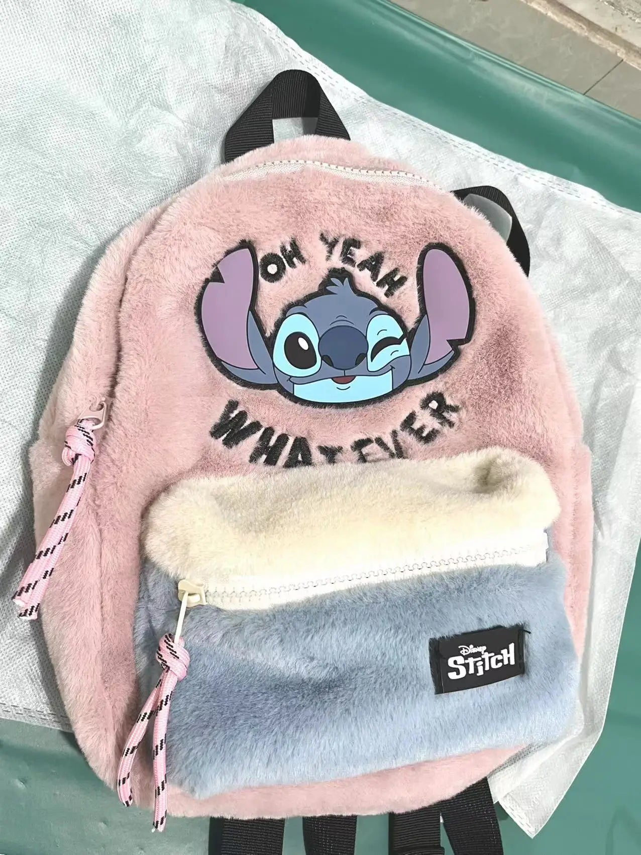 Disney Stitch Plush Children's School Bag – Cute Color Blocking Kindergarten Backpack, Mini Fashion Backpack