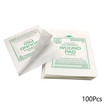 50/100PCS Sterile Non-Woven Gauze Pads - Waterproof Cotton Wound Care & First Aid Dressing Supplies