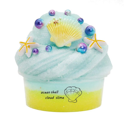 DIY Slime Set for Kids — Non-Sticky Cloud Slime with Ice Cream Cone Scent, Rainbow Charms & Stress-Relief Party Toys