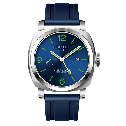 SEAKOSS GMT Men’s Diving Automatic Mechanical Watch — 10ATM Waterproof, 1963 Original 2557 Movement, Calendar, Sapphire Crystal