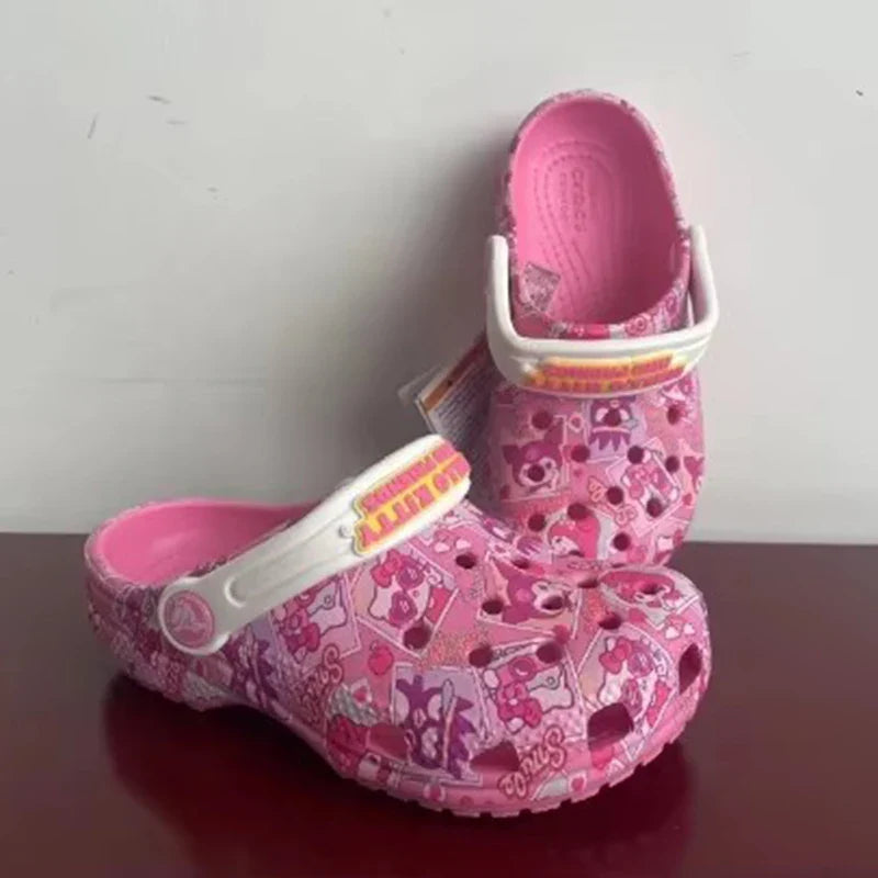 Sanrio Hello Kitty & Kuromi Girls' Summer Slippers – Non-Slip Soft Sole Wrap Toe Sandals
