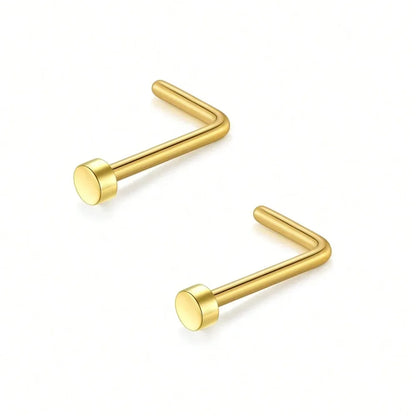 20G Stainless Steel L-Shaped Nose Stud Ring – 2mm Ball Twister Screw Nose Piercing Jewelry for Women & Men Stylish Body Accessory