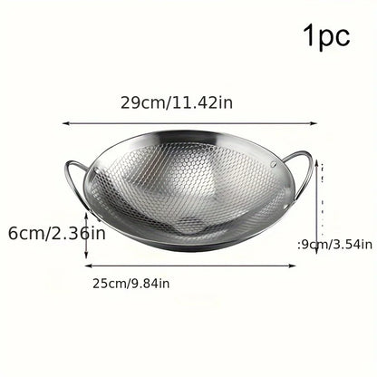 29cm/11inch Stainless Steel Honeycomb Skillet | Non-Stick, Scratch-Resistant Cooking Pan for Pasta, Steak, Porridge, Ramen