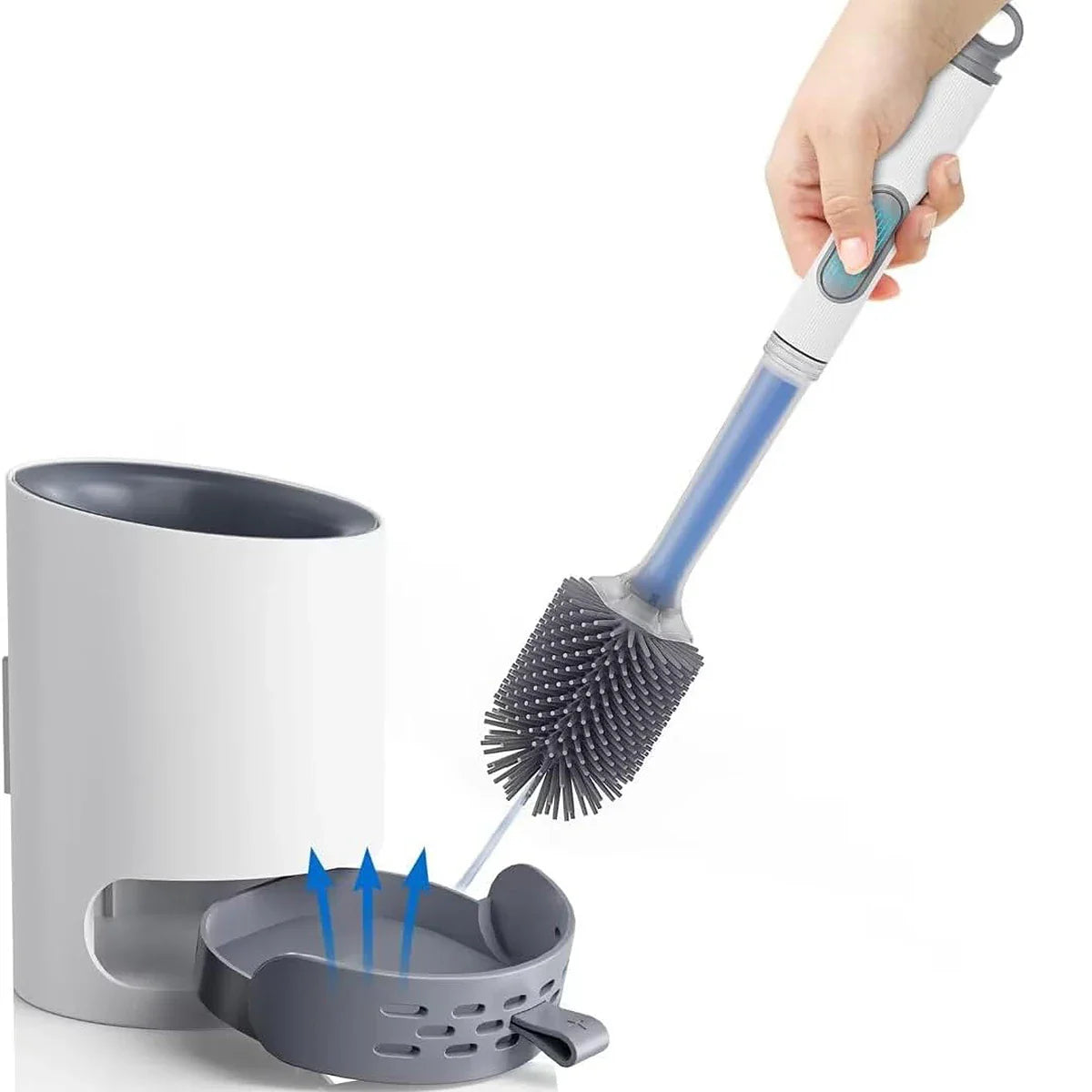 Refillable Toilet Brush with Detergent – Wall-Mounted Long Handle Silicone TPR Brush for Corner Cleaning, Bathroom Tool